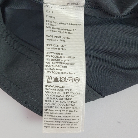 Eddie Bauer Black Adventurer 2.0 Active Hiking Skirt/Skort Sz 12 - Picture 13 of 14